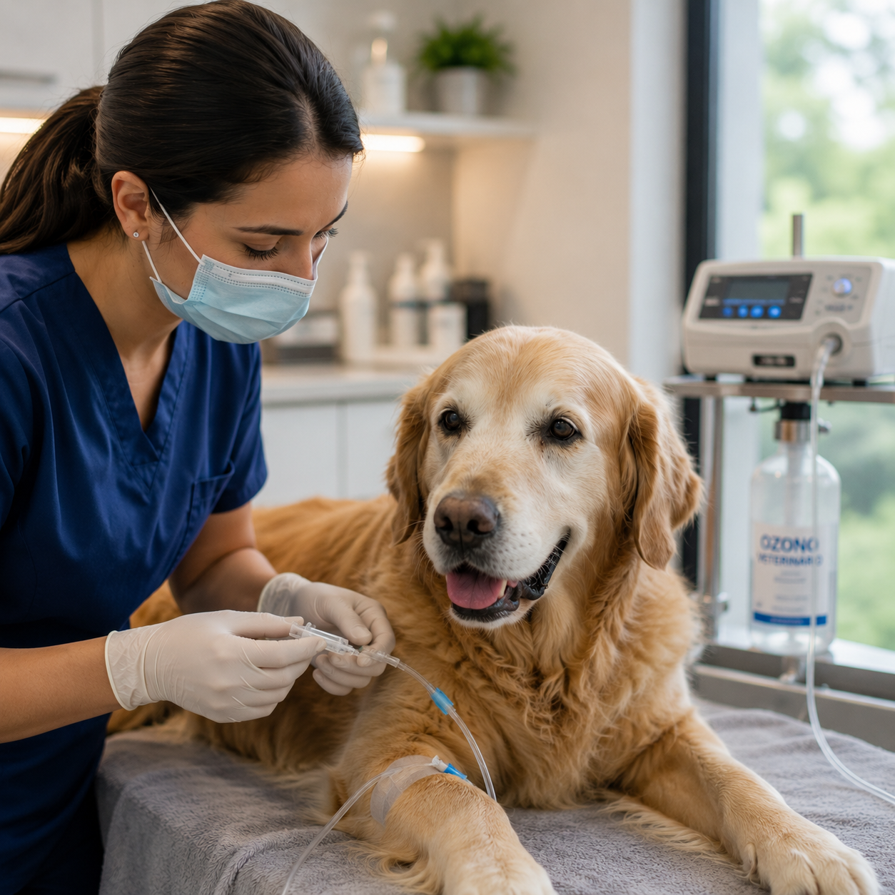 Tratamiento de ozonoterapia para perro senior en Vets Health